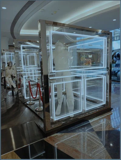Moncler low-iron glass retail display