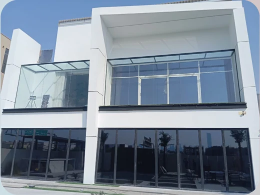 Villa glass façade and balcony installation